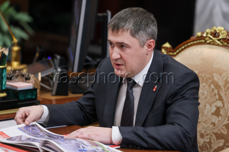 Russia's President Putin meets with Perm Region Governor Makhonin