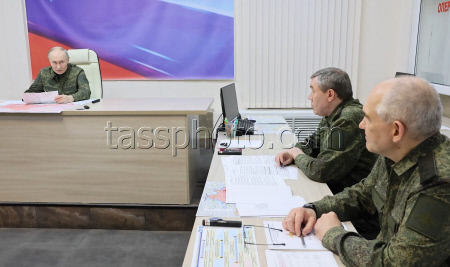 Russia's President Putin at Kursk Group of Forces command post