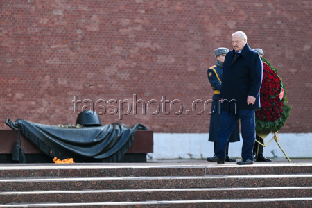 Belarus' President Lukashenko at Tomb of Unknown Soldier in Moscow