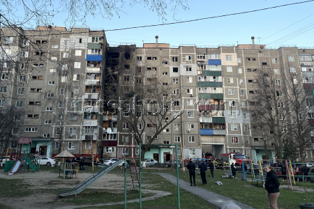 Damage from drone strike on Kursk