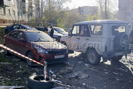 Damage from drone strike on Kursk