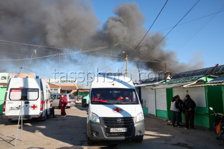 Fire in Genichesk, Russia