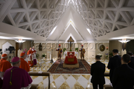 ITALY - RITE OF THE CONSTATATION OF THE DEATH OF THE PONTIFF AT THE CHAPEL OF SANTA MARTA AT THE VATICAN - 2025/4/21