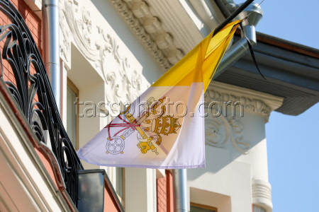 Half-masted flag at Embassy of Vatican in Moscow