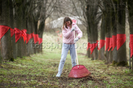 Spring clean-up by Flower of Life memorial in Leningrad Region, Russia