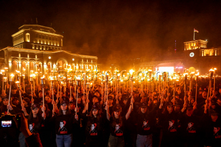 Torchlight procession ahead of Armenian Genocide Remembrance Day in Yerevan