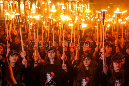 Torchlight procession ahead of Armenian Genocide Remembrance Day in Yerevan
