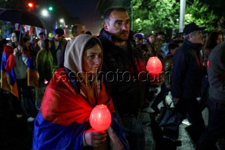 Torchlight procession ahead of Armenian Genocide Remembrance Day in Yerevan