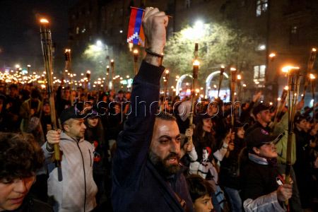 Torchlight procession ahead of Armenian Genocide Remembrance Day in Yerevan