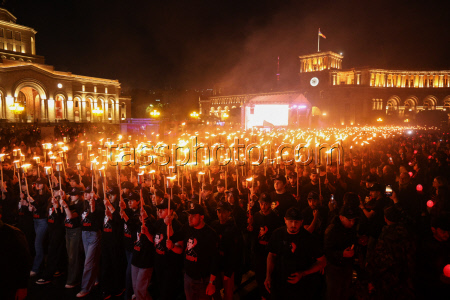 Torchlight procession ahead of Armenian Genocide Remembrance Day in Yerevan
