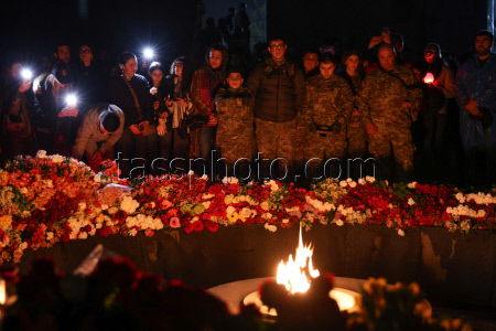 Torchlight procession ahead of Armenian Genocide Remembrance Day in Yerevan