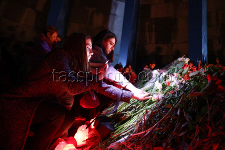 Torchlight procession ahead of Armenian Genocide Remembrance Day in Yerevan