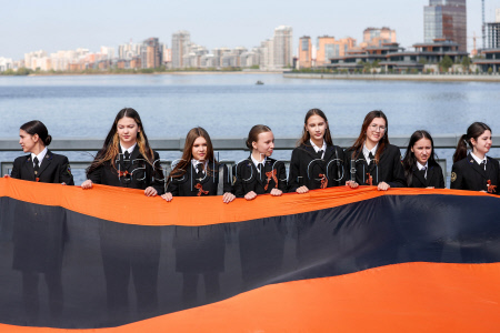 St George Ribbon patriotic campaign in Kazan, Russia