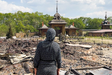 Burned-down New Jerusalem church complex in Belgorod Region, Russia