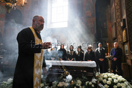 Burial service for sculptor Zurab Tsereteli in Tbilisi, Georgia