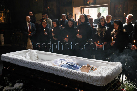 Burial service for sculptor Zurab Tsereteli in Tbilisi, Georgia