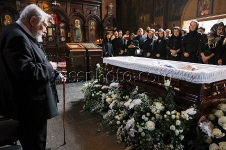 Burial service for sculptor Zurab Tsereteli in Tbilisi, Georgia