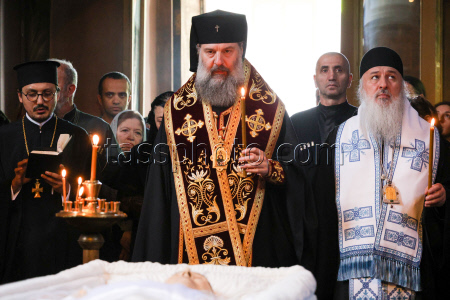 Burial service for sculptor Zurab Tsereteli in Tbilisi, Georgia
