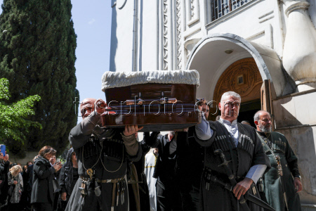 Burial service for sculptor Zurab Tsereteli in Tbilisi, Georgia
