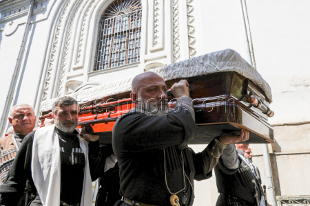 Burial service for sculptor Zurab Tsereteli in Tbilisi, Georgia