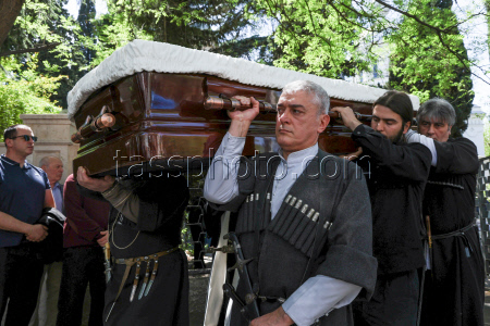 Burial service for sculptor Zurab Tsereteli in Tbilisi, Georgia