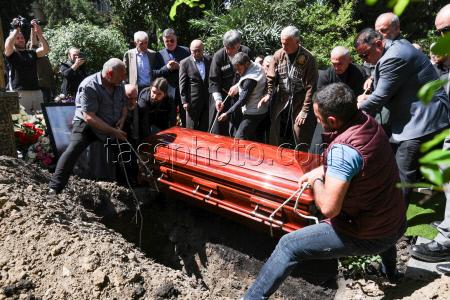 Burial of sculptor Zurab Tsereteli in Tbilisi, Georgia