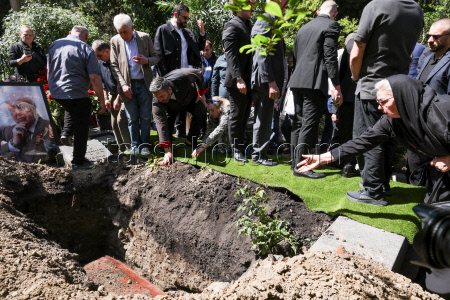 Burial of sculptor Zurab Tsereteli in Tbilisi, Georgia
