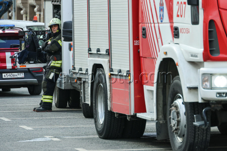 Emergency services at Russian State Library in Moscow