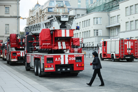 Emergency services at Russian State Library in Moscow