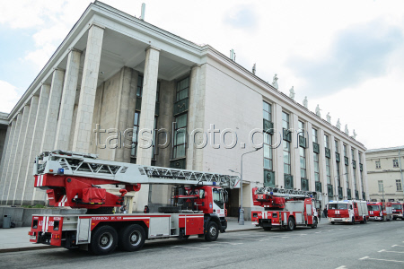 Emergency services at Russian State Library in Moscow