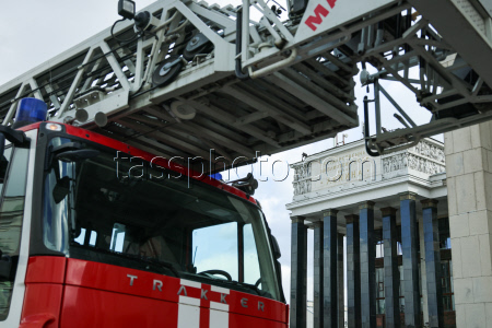 Emergency services at Russian State Library in Moscow