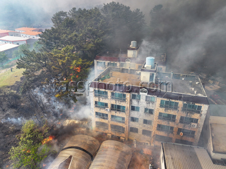 Wildfire burns near a residential neighborhood