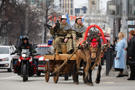 Parade marks Fire Service Day in Yekaterinburg, Russia