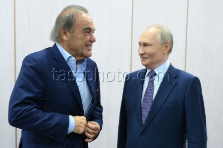 Russian President Putin meets with American filmmaker Stone in Moscow