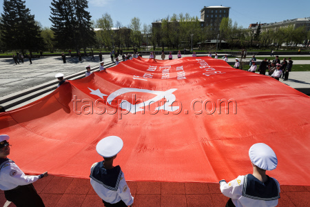 Our Great Victory march in Novosibirsk, Russia