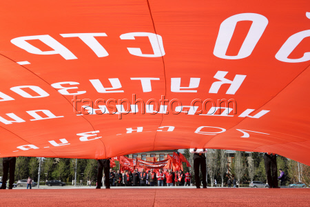 Our Great Victory march in Novosibirsk, Russia