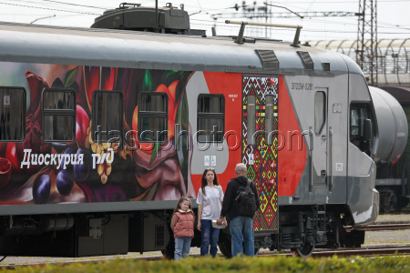 Launch of Dioscuria electric train between Sirius, Russia and Sukhum, Abkhazia