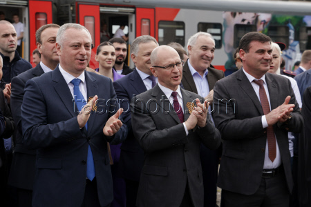 Launch of Dioscuria electric train between Sirius, Russia and Sukhum, Abkhazia