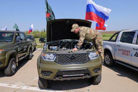 Handing over vehicles to special military operation zone in Rostov-on-Don