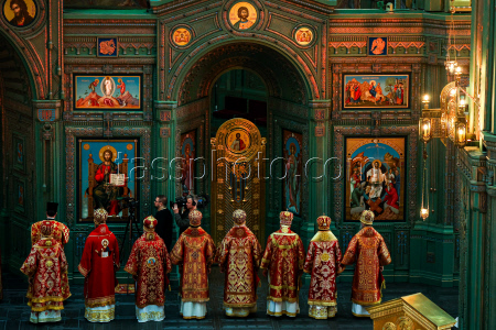 Patriarch Kirill of Moscow and All Russia conducts holy liturgy at Main Cathedral of Russian Armed Forces