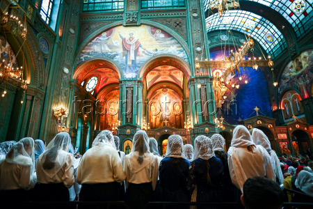 Patriarch Kirill of Moscow and All Russia conducts holy liturgy at Main Cathedral of Russian Armed Forces