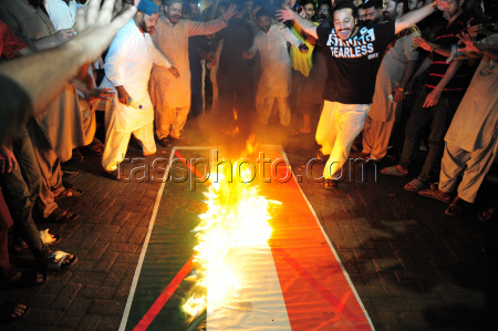 People hold protest following India’s missile strikes in Pakistan