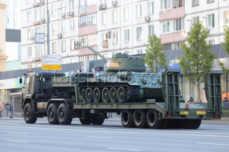 Military hardware heads for Moscow's Red Square on Victory Day