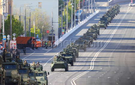 Military hardware heads for Moscow's Red Square on Victory Day