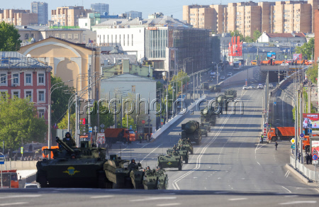 Military hardware heads for Moscow's Red Square on Victory Day