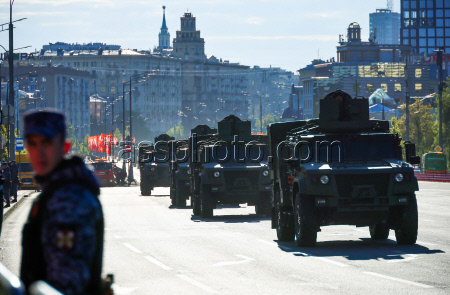 Military hardware heads for Moscow's Red Square on Victory Day