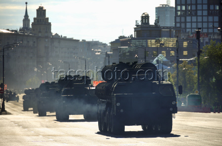 Military hardware heads for Moscow's Red Square on Victory Day