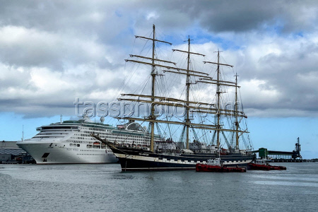 Sail training ship Kruzenshtern calls at Port Luis, Mauritius
