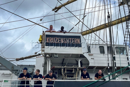 Sail training ship Kruzenshtern calls at Port Luis, Mauritius