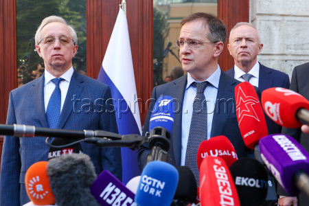 Russian Presidential Aide Medinsky makes press statement in Istanbul